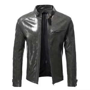 Stylish <b>Slim</b> Fit Men's Genuine Cowhide Leather Jacket Custom Winter <b>Coat</b> for Bikers OEM ODM Available Canvas Outerwear - Product Image 1