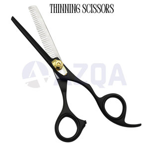 Professional Stainless Steel <b>Barber</b> Hair Cutting and Thinning Scissors <b>Set</b> with Straight Razor and Zipper Case - Product Image 3