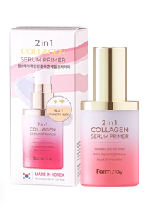 FARMSTAY 2IN1 COLLAGEN SERUM PRIMER TONER ต่อต้านริ้วรอย ฟื้นฟูผิวกระจ่างใส กระชับผิว ชุ่มชื้น วิตามินอี ผลิตภัณฑ์จากเกาหลี 100 มล. สำหรับผิวหน้า - Product Image 3