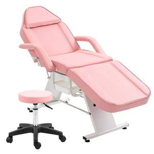 Table de massage hydraulique multifonctionnelle pour esthéticiennes, lit facial 3 sections, chaise de tatouage, deux plateaux, réglable - Product Image 1