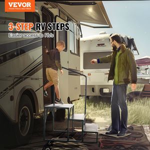 Scala per Camper a 3 Gradini in Acciaio al Carbonio Rinforzato, Capacità di Carico 440 LBS, Corrimano Antiscivolo per Ingresso/Uscita Sicura, Accessori Esterni per Camper - Product Image 2