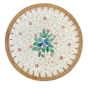 Authentic Vietnam Rattan Mat MOP Shell Inlay Hand Woven <b>Placemat</b> for Traditional Tea Rooms - Product Image 2