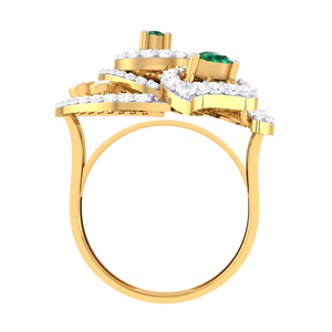 แหวนเงินแท้ 925 ประดับเพชรซิคอน มรกต และควอตซ์ทรงลูกแพร์ ดีไซน์วินเทจ ขายดี - Product Image 3