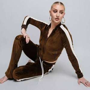 Conjunto Deportivo de Terciopelo para Mujer, Nuevo, Personalizado, Chaqueta Deportiva con Cierre y Pantalones, Conjunto de 2 Piezas, Ropa Femenina - Product Image 3
