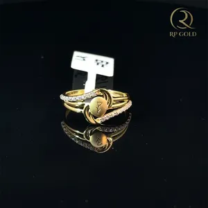 Elegant <b>gold</b> diamond <b>ring</b> for women heart shape floral design modern double band stylish sparkling jewelry gift for daily - Product Image 3