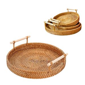 Handwoven RATTAN TRAY <b>FRUIT</b> <b>STORAGE</b> BASKET with Handles Gift, Serving & Home Decor, Food Serving & <b>Storage</b> Tray - Product Image 1