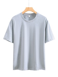 T-shirt personnalisé en coton et polyester blanc, col rond, tricot vintage, manches courtes, coupe classique, col rond, uni, décontracté pour homme - Product Image 1