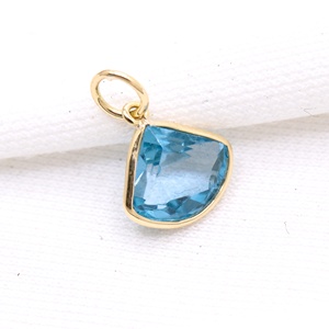 Wholesale 14K Solid Yellow Gold Natural London Blue <b>Topaz</b> Fancy Cut Bezel Set Pendant Fine Jewelry Memoria Jewels - Product Image 1