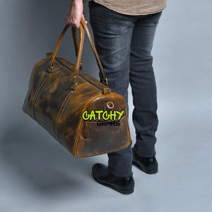 Bolsa de Viaje de Cuero Estilo Vintage, Bolsa de Fin de Semana de Gran Capacidad, Bolsa de Mano de Cuero Genuino con Asas Dobles y Correa - Product Image 2