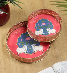 En gros, ensemble de plateaux et pots en corne Pichwai, faits main, au toucher réel, motif animalier indien, pour cadeau de remerciement - Product Image 2