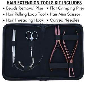 Kit Completo de Herramientas para Extensiones de Cabello con Alicates para Remover Cuentas Planas, Herramienta de Gancho y Bucle, Mini Tijeras, Aguja Curva - Product Image 4