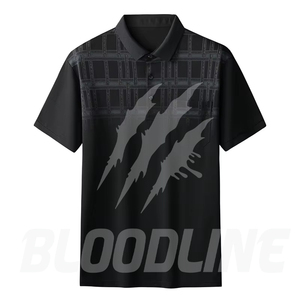Camiseta de Manga Corta para Hombre Bloodline, Negra, con Logotipo Frontal, Corte Regular Formal, Tejido de Algodón Transpirable de 220g - Product Image 2
