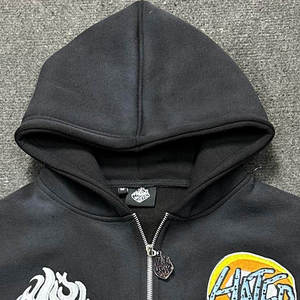 Acid Wash Custom <b>Zip</b>-<b>Up</b> Hoodies for Unisex Cotton Zipper Sweatshirt Personalized Embroidery Premium Quality Streetwear Hoodie - Product Image 3