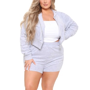 Conjunto de 2 piezas de algodón para mujer, top corto de verano y pantalones por encima de la rodilla, talla grande. - Product Image 3
