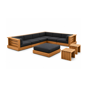 Juego de Sofás de Madera de Teca de Lujo para Exteriores, Muebles de Jardín para Patio, Terraza, Hotel, Villa o Resort - Product Image 1