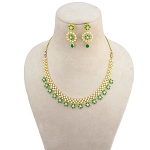 Ruby Emerald Pearl Imitation <b>Necklace</b> Set 22K Gold Plated IGI Certified Indian Bridal Wedding Jewelry Ethnic <b>Statement</b> <b>Necklace</b> - Product Image 3