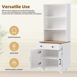 Mobile dispensa da cucina moderno di tendenza con 4 gambe a forma di zucca in legno massello, stile rustico, con ripiani regolabili - Product Image 3