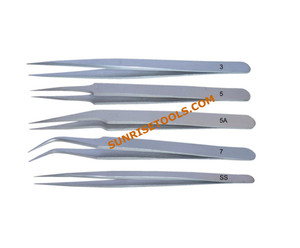 SUNTOOLS/STIPL Ensemble de 5 pinces à perles en acier inoxydable 160 MM avec embouts en caoutchouc irréguliers, outils de fabrication de bijoux pour une manipulation précise - Product Image 2
