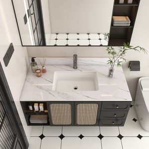 Top per Mobile Bagno in Marmo Bianco da 43 Pollici con 1 Foro Pre-Forato per Rubinetto, Top Rettangolare da Incasso MI - Product Image 1