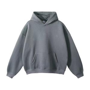 Sweat à capuche streetwear pour homme en molleton épais 100% coton de haute qualité, doublé, avec broderie et impression numérique, écologique, rouge - Product Image 3