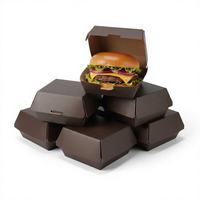 Caja de Cartón Corrugado Kraft Marrón Oscuro, Biodegradable, para Comida para Llevar, Restaurante, Almuerzo, Hamburguesas, Directo de Fábrica