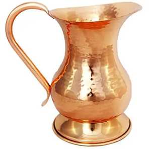 Elegant Hammered Copper Water Pitcher Brass Handle Ayurvedic Drinkware <b>Jug</b> Hotel Restaurant Catering Tableware Serveware - Product Image 4