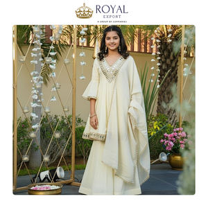 Vente en gros de vêtements traditionnels pour enfants, style indien, costume Sharara en soie Cosmos Gold Jari pour filles, vêtements de mariage - Product Image 6