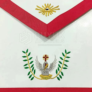 Tabliers maçonniques en cuir brodés faits main, ajustables, avec épingle de sûreté, de qualité supérieure, lavables, personnalisables, style classique - Product Image 5