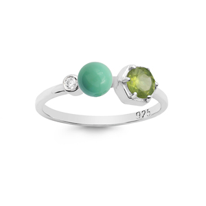 <b>Indian</b> Supplier Solid 925 Sterling Silver Turquoise Ball Peridot Gemstones <b>Ring</b> Minimalist Style Everyday Wear Fine <b>Ring</b> Jewelry - Product Image 2
