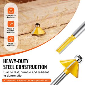 Set di 15 Frese per Router con Punta in Carburo, Gambo da 1/4 di Pollice, con Custodia in Plastica, Utensili Professionali per Lavorazione del Legno - Product Image 6