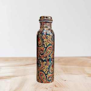 Ornamental Scroll Art Copper Water <b>Bottle</b> Decorative Mosaic Surface Metal Drink <b>Flask</b> Reusable Hydration Travel <b>Bottle</b> - Product Image 6