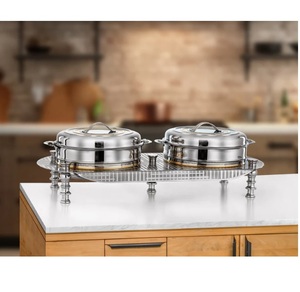 Plato para Hot Pot Cuadrado de Acero Inoxidable Plateado de la Mejor Calidad con Tapa y Soporte, Perfecto para Decoración del Hogar, Restaurantes, Hoteles y Eventos - Product Image 2