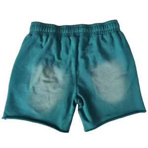 Shorts en coton délavé vintage pour homme, avec bords bruts et impression en relief, style délavé à l'acide, prix abordable, en promotion - Product Image 1