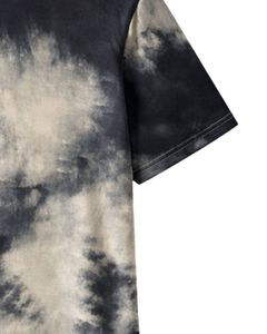 T-shirt personnalisé noir beige tie-dye délavé pour homme, en coton, style streetwear décontracté, col rond, manches courtes, tee-shirt tendance été - Product Image 6