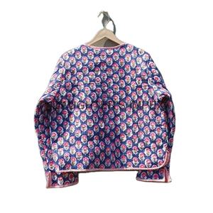 Chaqueta Larga de Algodón Orgánico Acolchada Reversible Ecológica Hecha a Mano para Mujer con Cierre de Botones Cubiertos, Regalo para las Fiestas - Product Image 2