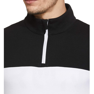 Survêtement demi-zippé pour homme, noir et blanc, à blocs de couleur, manches longues, décontracté, avec poches latérales, coupe classique, pour l'automne - Product Image 5