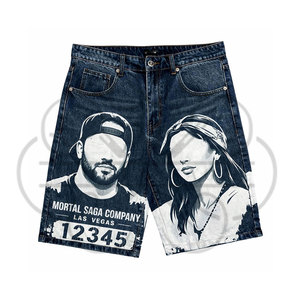 Shorts pour hommes Hip Hop personnalisés de qualité supérieure, 100% coton, poids moyen, taille haute, élastique, imperméable, streetwear, shorts décontractés d'été - Product Image 5
