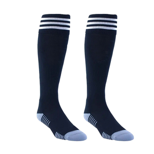 Chaussettes hautes pour adultes, bleu marine uni avec bandes blanches, respirantes, séchage rapide, écologiques, chaussettes de football tricotées - Product Image 1