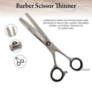 Ensemble de ciseaux de barbier professionnels en acier inoxydable avec manche en céramique et lame de rasoir pour la coupe de cheveux, utilisation en salon de coiffure - Product Image 5