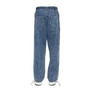 Pantalones Anchos de Mezclilla para Hombre, Estilo Casual, Cintura Elástica con Cordón, Material de Algodón Transpirable, Moda Primavera - Product Image 2