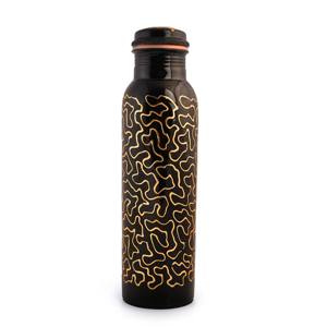 Bouteille d'eau en cuivre noir mat de designer, réutilisable, anti-fuite, bouteille de boisson ayurvédique, flacon métallique de luxe, cadeau, vente en gros, OEM - Product Image 5