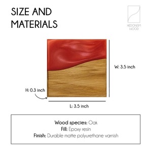 High Quality Modern Design Cedar Acacia Wood Resin <b>Coasters</b> Set Epoxy Tea Coffee Cups <b>Drink</b> <b>Coasters</b> with Table Holder for Home - Product Image 3