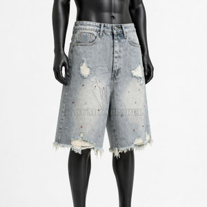 <b>Soft</b> Cotton Summer Men <b>Jeans</b> Jorts With Classic With Pocket Button Fly Design For Casual Street And Holiday Wear - Product Image 3