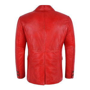 Chaqueta Roja para Hombre, Estilo Gótico Elegante, Chaqueta Camisera de Piel de Cordero Auténtica, Cierre de Botones, Forro de Poliéster, Superventas - Product Image 2