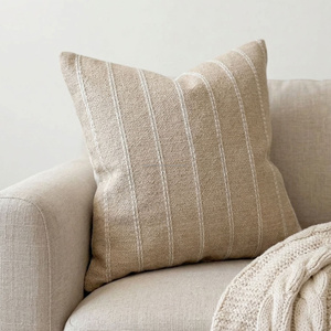 20 20 Inch Modern Handwoven Cotton Cushion Cover Black White Grid Check Pattern Textured <b>Throw</b> <b>Pillow</b> Geometric Accent Decor - Product Image 3