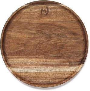 Assiettes de service écologiques en bois d'acacia, assiettes rondes en bois pour restaurant, cuisine à domicile, restauration, utilisation alimentaire, durables - Product Image 1