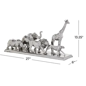 Ensemble de figurines d'animaux en fer doré de qualité supérieure, découpées en 3D, imprimées, 27 pouces, décoration d'intérieur, sculpture lion éléphant - Product Image 1