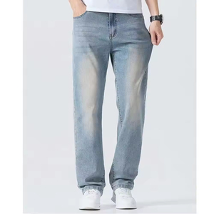Pantalones Vaqueros de Mezclilla para Hombre, Casuales, Ligeros, de Cintura Media, con Botones, Sólidos, Transpirables, 100% Algodón de Alta Calidad - Product Image 1