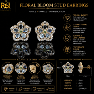Boucles d'oreilles florales en diamant de culture |   Bijoux fins de luxe en or 9K 14K 18K, taille rose en forme de poire, couleur DEF, unisexe, vente en gros - Product Image 5
