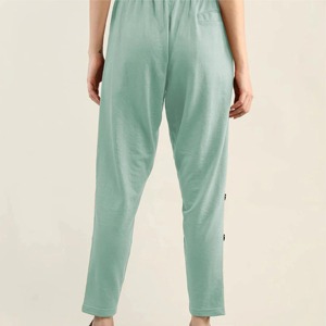 Women's Mint Green <b>Harem</b> Pants Elastic Waist Ankle-Length Loose Fit Casual Spring Knitted Solid Color Button Detail - Product Image 3